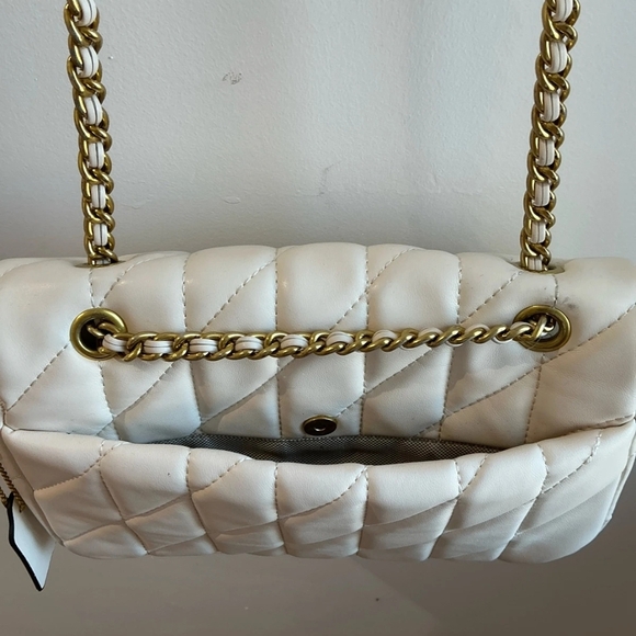 Coach Tabby Cream Quilted Leather Bronze Gold Harware Shoulder Bag Purse - Picture 12 of 16